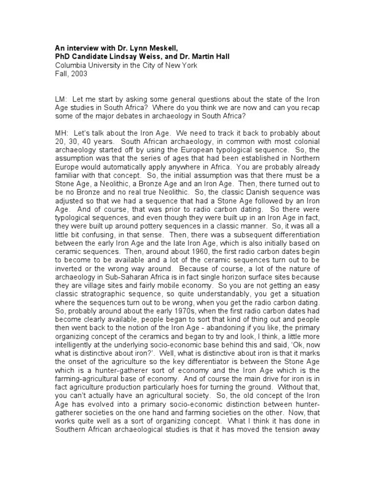 Meskell Intervista | PDF | Archaeology | Traditions