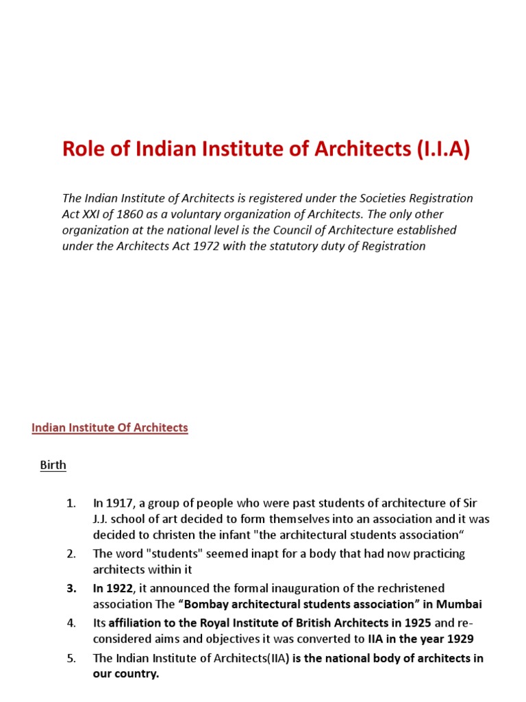 Role of the Indian Institute of Architects | PDF | Government ...