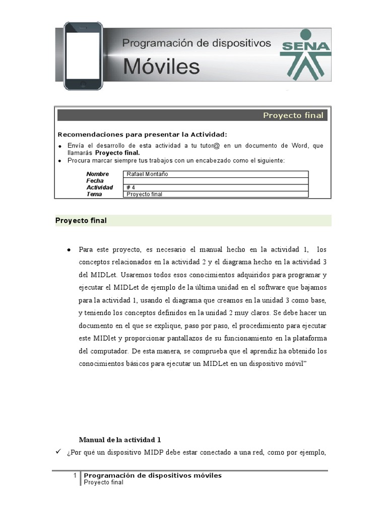 Guía para Proyecto Final MIDLet | PDF | Java (lenguaje de programación ...