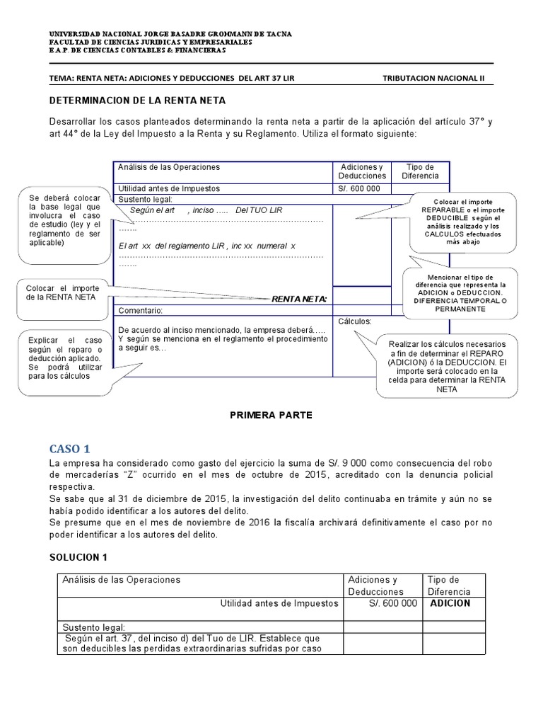 Adiciones y Deducciones Art. 37 LIR | PDF | Impuesto sobre la renta ...