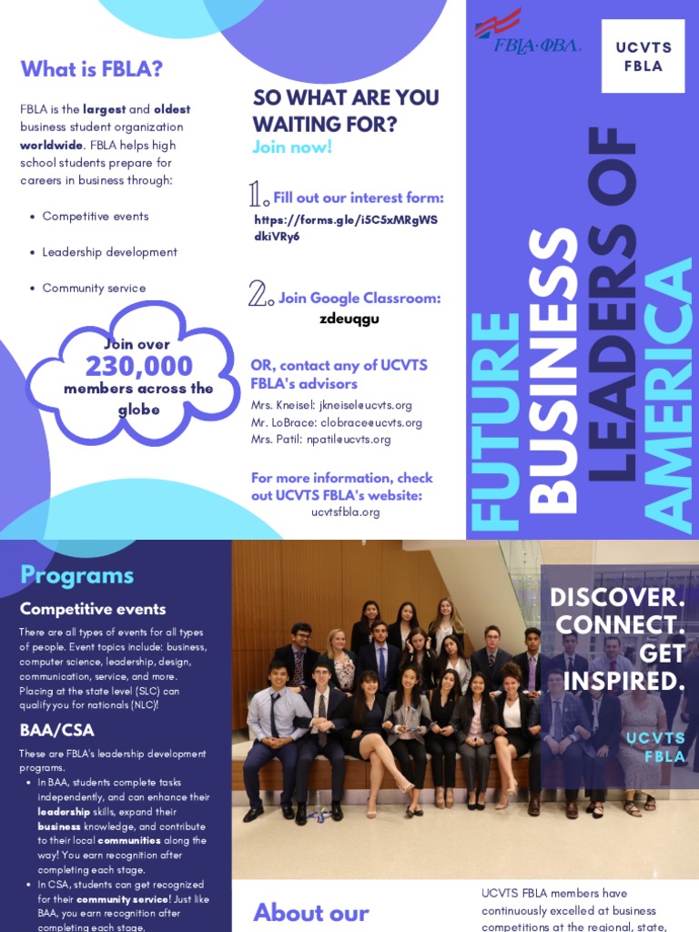 Join UCVTS FBLA: Leadership & Events | PDF | Pedagogy | Teaching