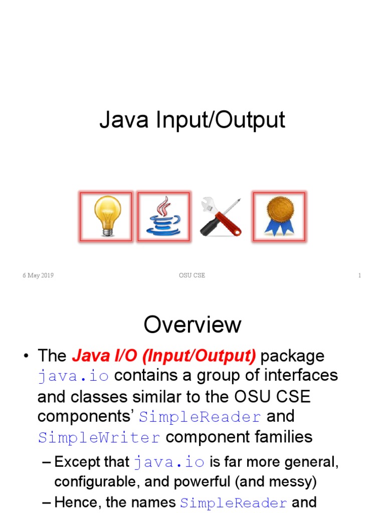 Java Input/Output: 6 May 2019 Osu Cse 1 | PDF | String (Computer ...
