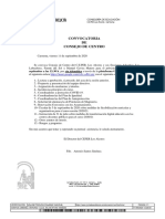 Convocatoria Consejo de Centro 15 de septiembre de 2020