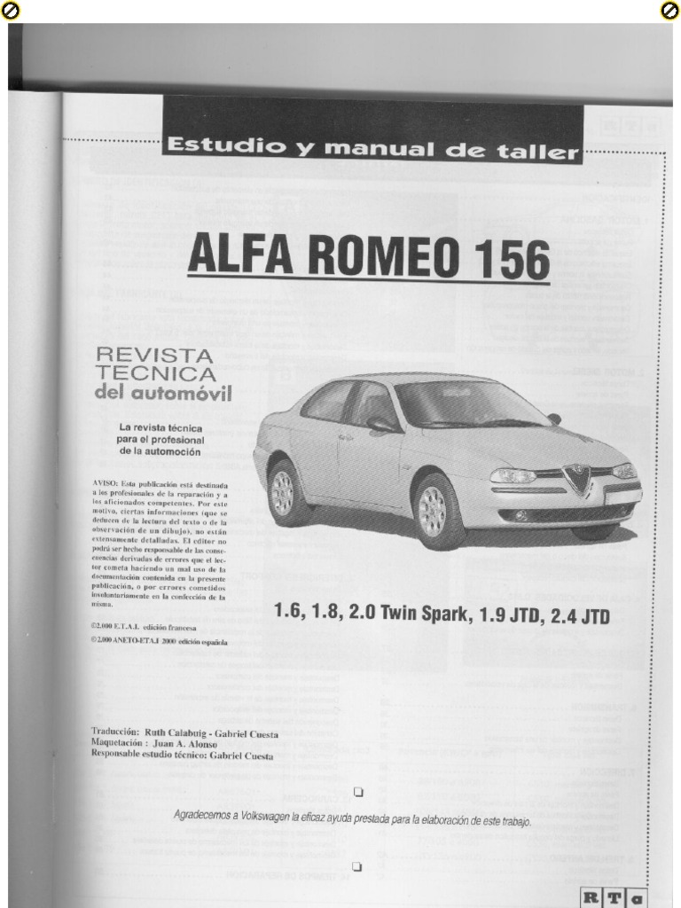 RTA Alfa Romeo 156 2005, PDF, Machines rotatives