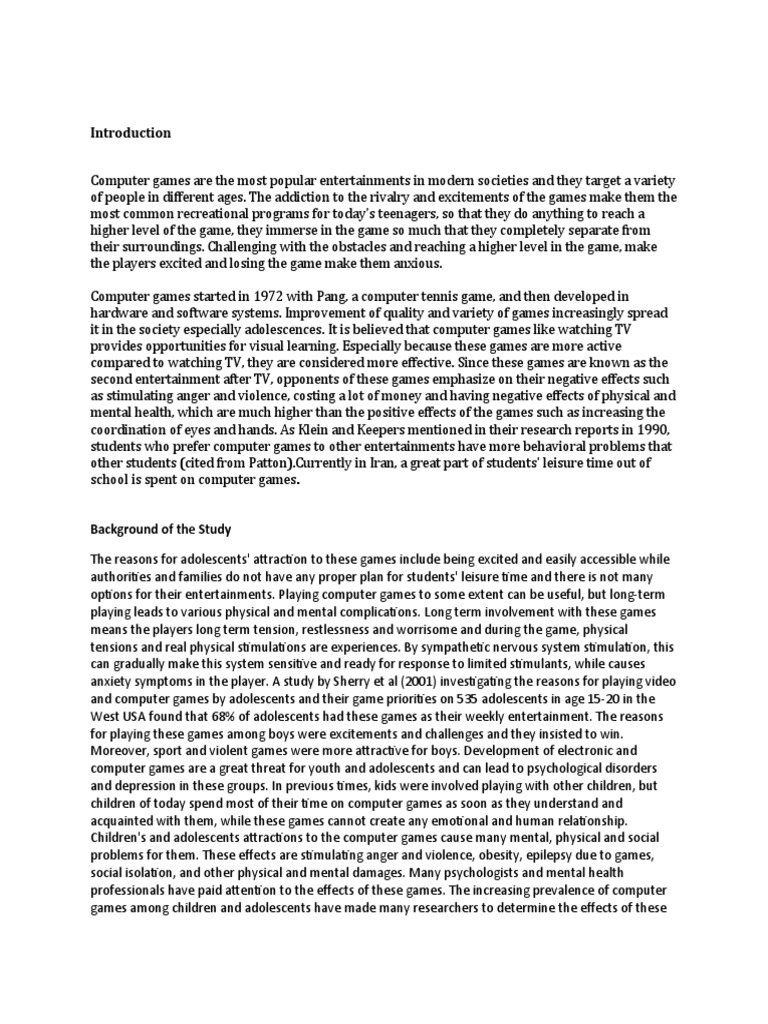 Effects of Video Game Addiction on Youth | PDF | Adolescence | Video Games
