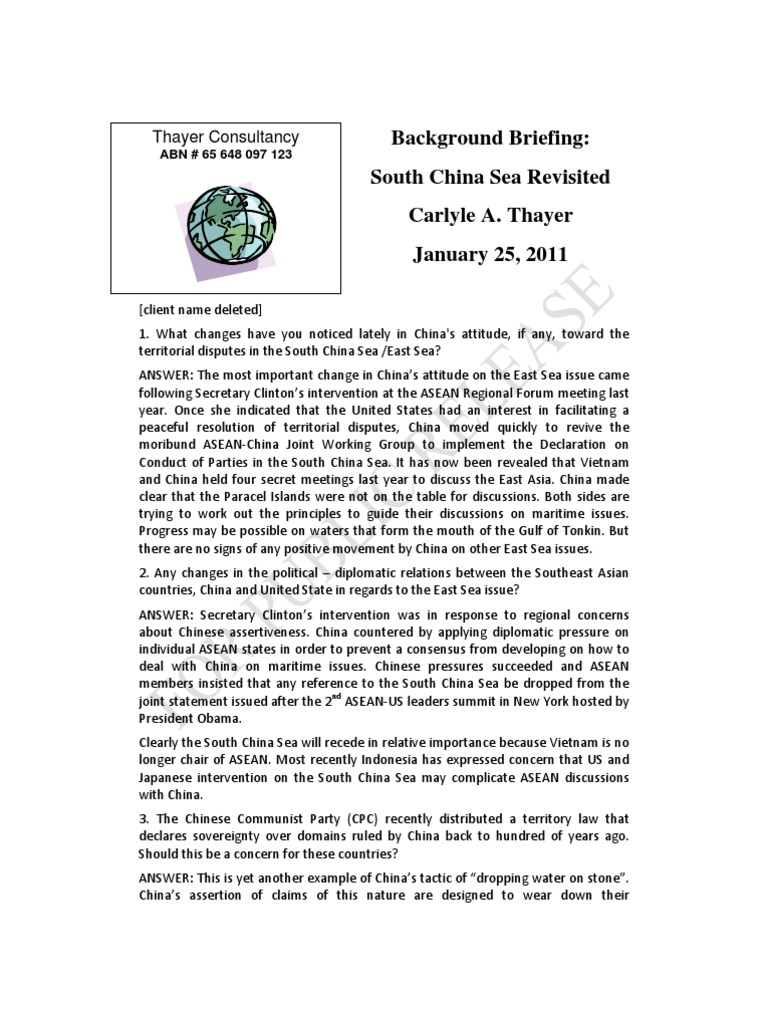 ASEAN and China's South China Sea Tensions | PDF | South China Sea ...