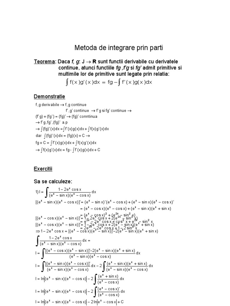 Metoda De Integrare Prin Parti