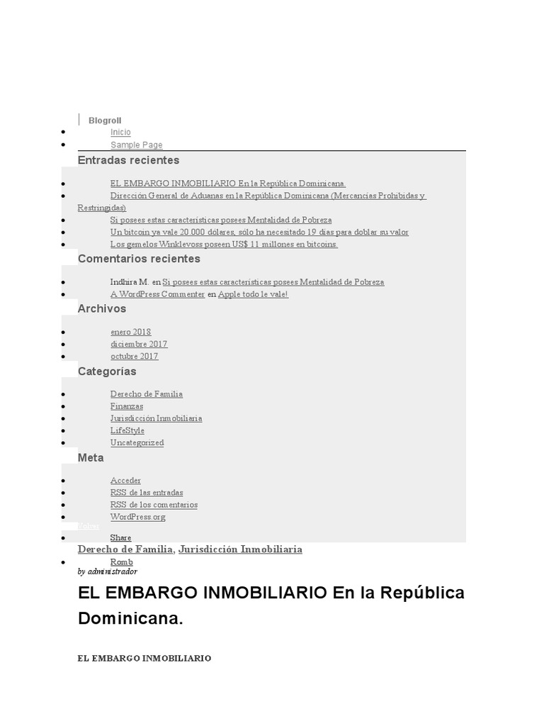 Embargo Inmobiliario en RD: Proceso y Reglas | PDF | Subasta | Pagos