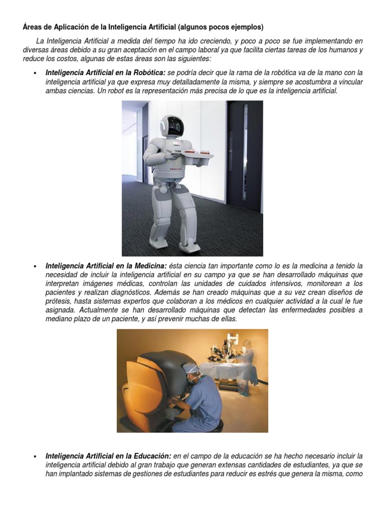 01 Areas de Aplicacion de La Inteligencia Artificial Recomendada PDF ...