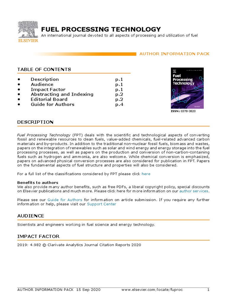 Fuel Processing Technology PDF Open Access Citation
