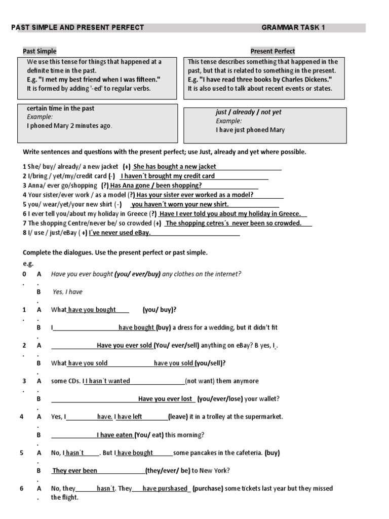 Past Simple vs Present Perfect Guide | PDF | Online Shopping | Grammar