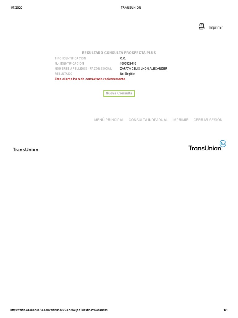 Transunion 1095828410 | PDF