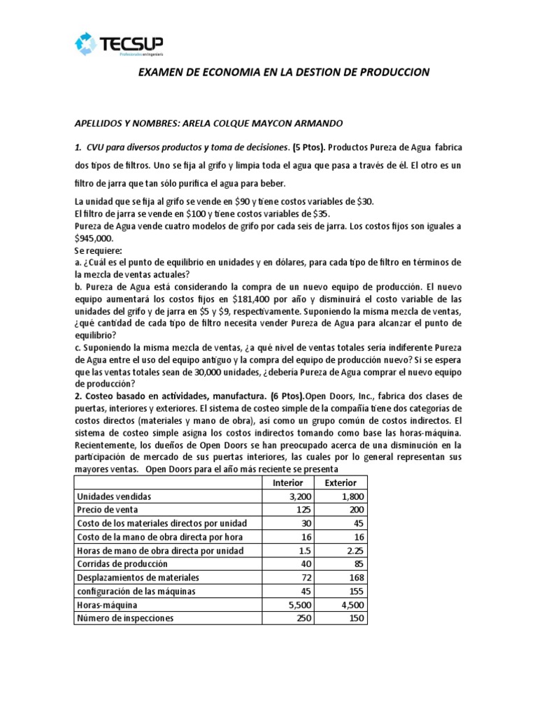 Análisis de Costos en Producción y Ventas | PDF | Despacho de abogados ...
