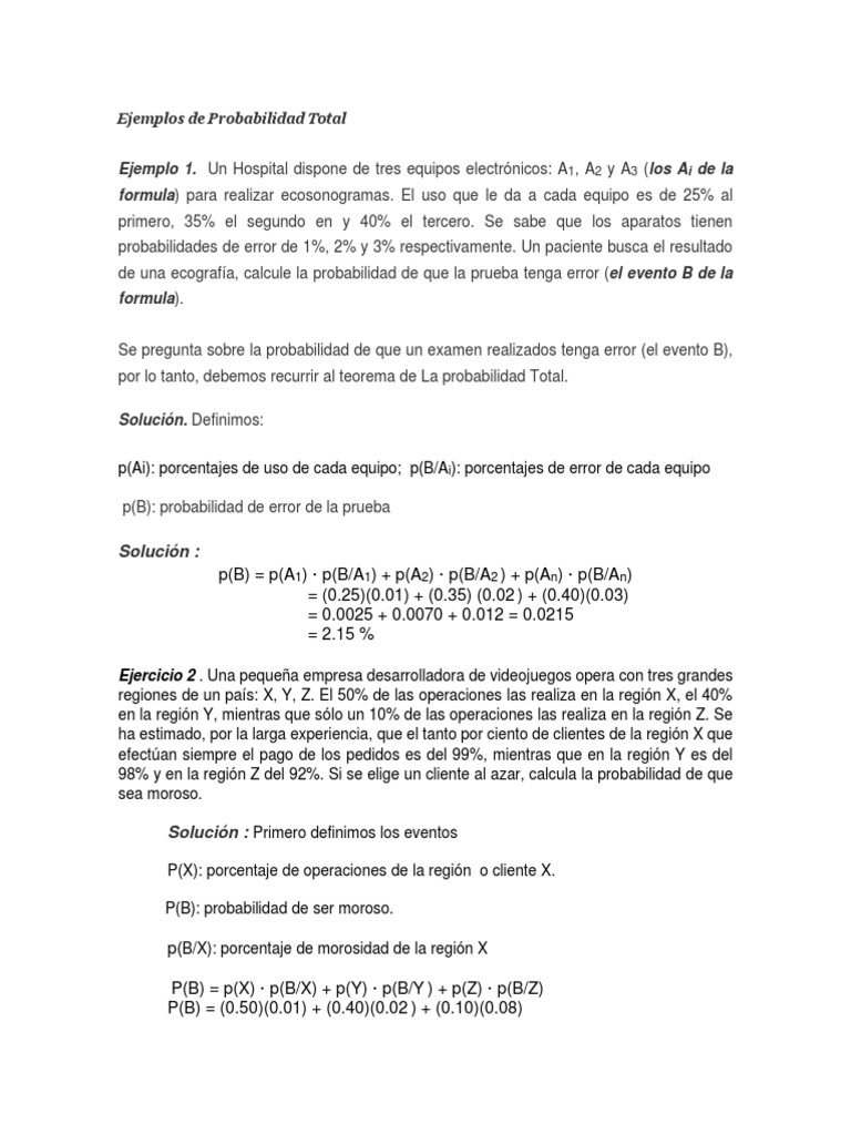 Ejemplos De Probabilidad Total