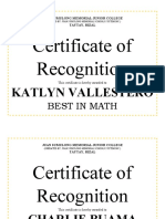 Certificate of Recognition: Katlyn Vallestero