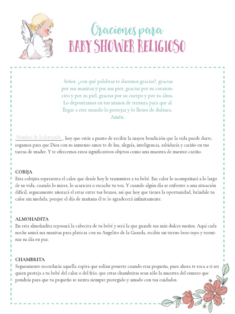 Oraciones para Baby Shower Religioso PDF | PDF, image size:768x1024