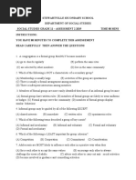 Grade Eleven Test 2019 Social Studies