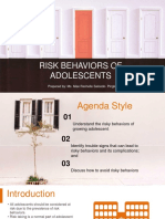 Risk Behaviors of Adolescents: Prepared By: Ms. Mae Rachelle Salcedo-Pingke