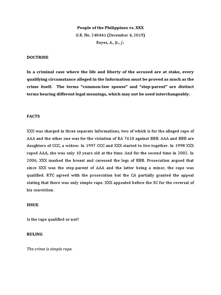 Qualified vs. Simple Rape Ruling | PDF | Law