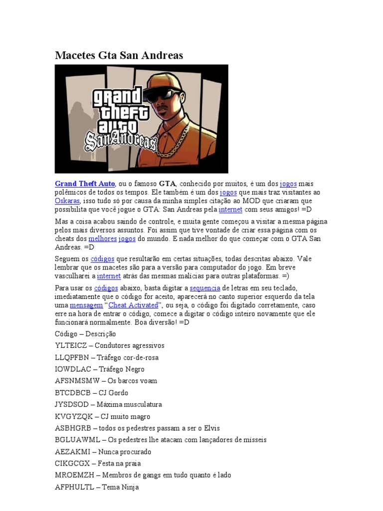 Manhas GTA San Andréas PC, PDF, Lazer