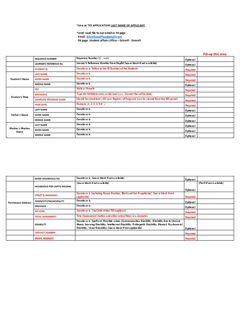TES Application Form Instructions | PDF | Computer Data | Computing
