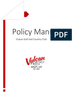 Policy Manual: Vulcan Golf and Country Club