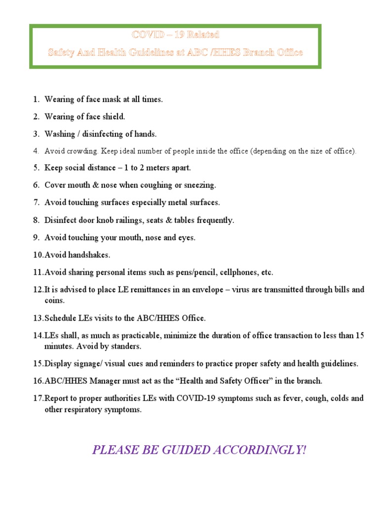 COVID-19 Safety Guidelines for Office | PDF | Career & Growth