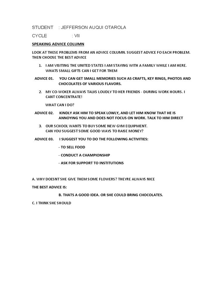 Speaking Advice Column | PDF | Career & Growth | Self-Improvement