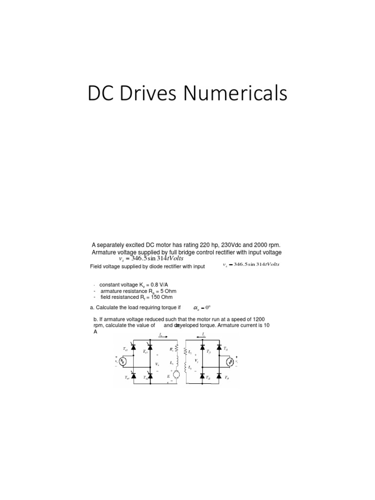 DC Drives Numericals 2 PDF PDF Rectifier Electric Motor