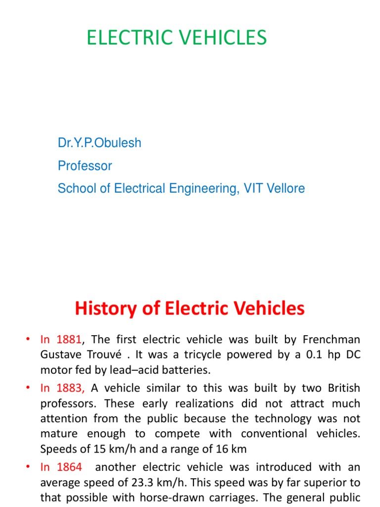 History of Electric Vehicles 4 | PDF | Electric Vehicle | Electric Car