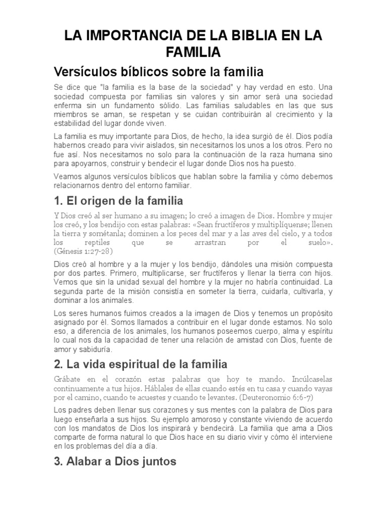 La Biblia y la Unidad Familiar | PDF | Libro de proverbios | Alma