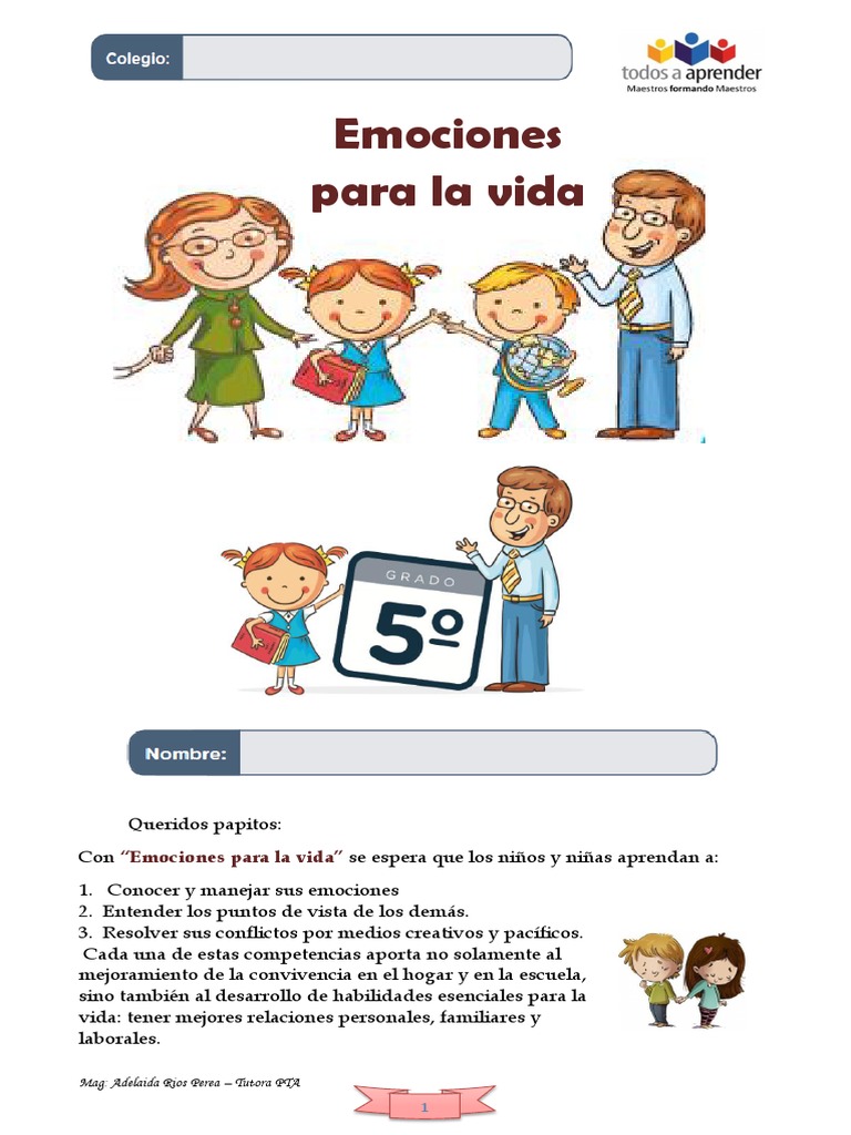 Emociones para la Vida en Grado 5 | PDF | Las emociones | Estrés (biología)