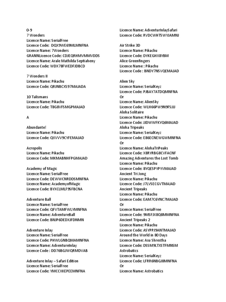 Gamehouse Game License Name and Code PDF Leisure Sports