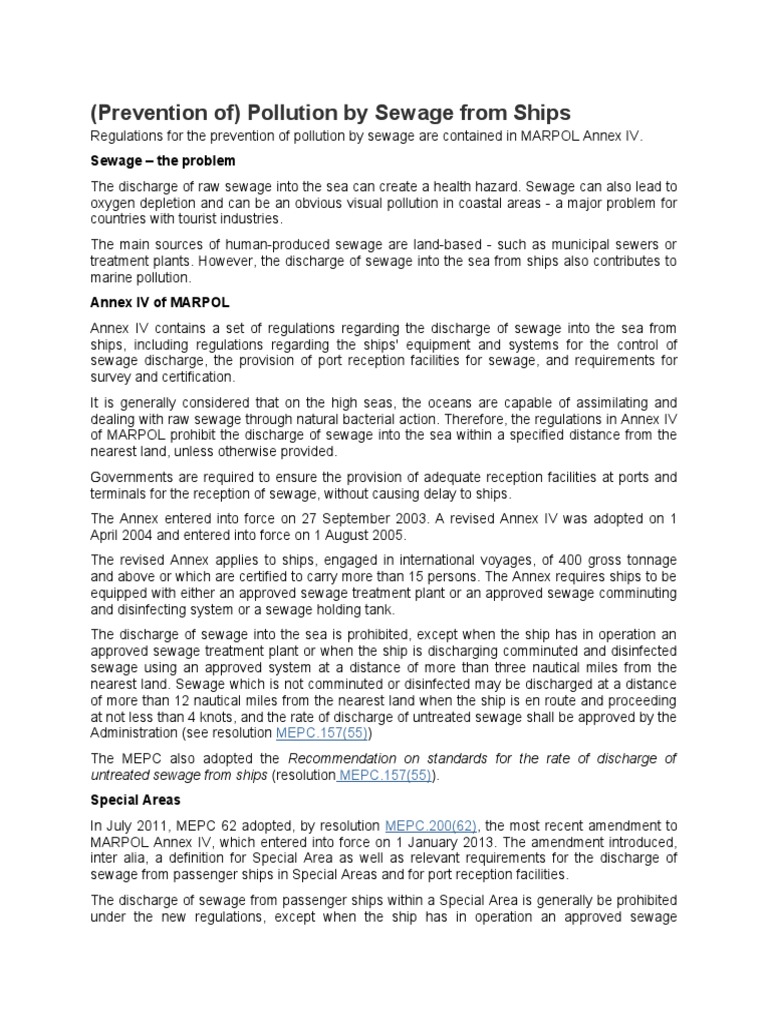 Preventing Pollution from Garbage at Sea: An Overview of MARPOL Annex V ...