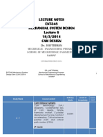 Lecture Notes ENT348 Mechanical System Design 18/3/2014 Cam Design
