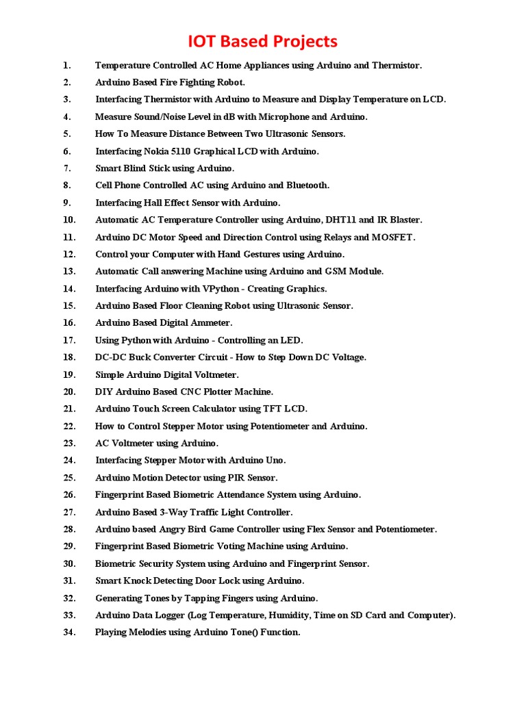 Arduino Project List | PDF | Arduino | Sensor