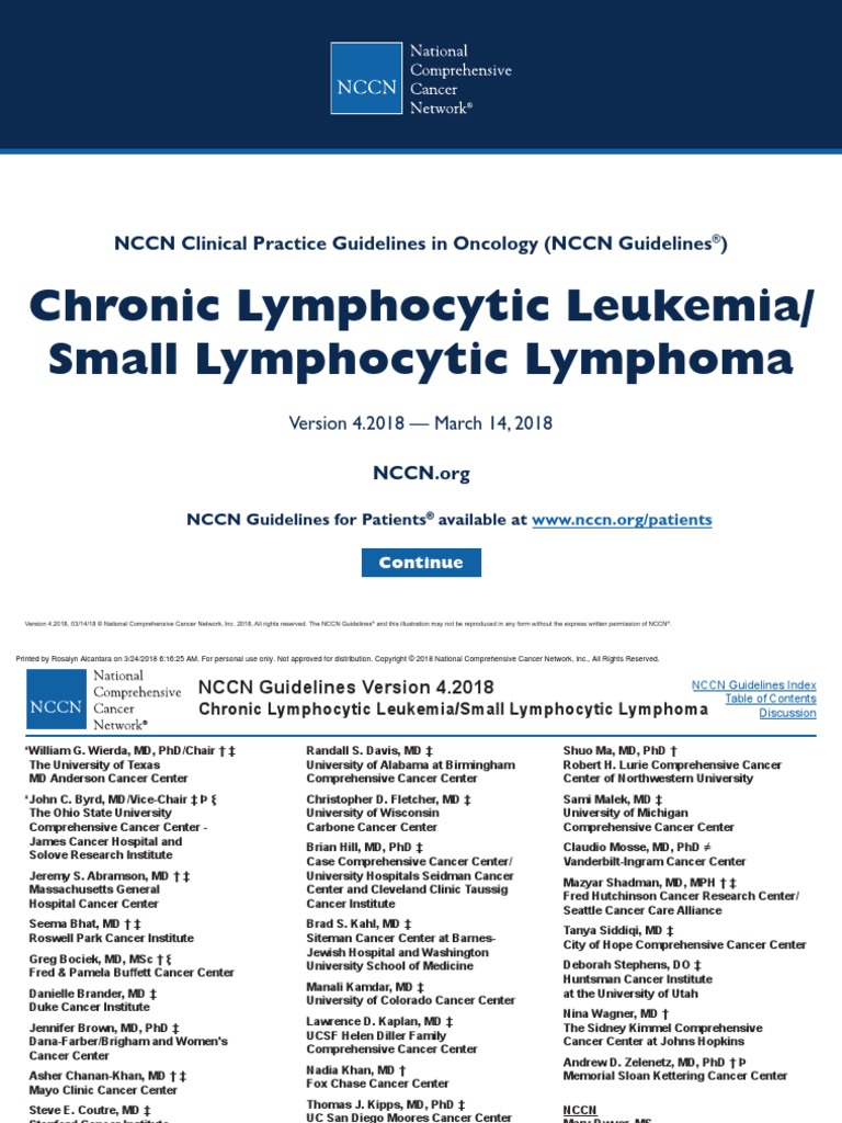 Chronic Lymphocytic Leukemia/ Small Lymphocytic Lymphoma | PDF ...