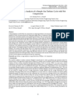 Energy and Exergy Analysis of A Simple Gas Turbine Cycle With Wet Compression