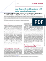 History Taking As A Diagnostic Test in Patients With Syncope: Developing Expertise in Syncope