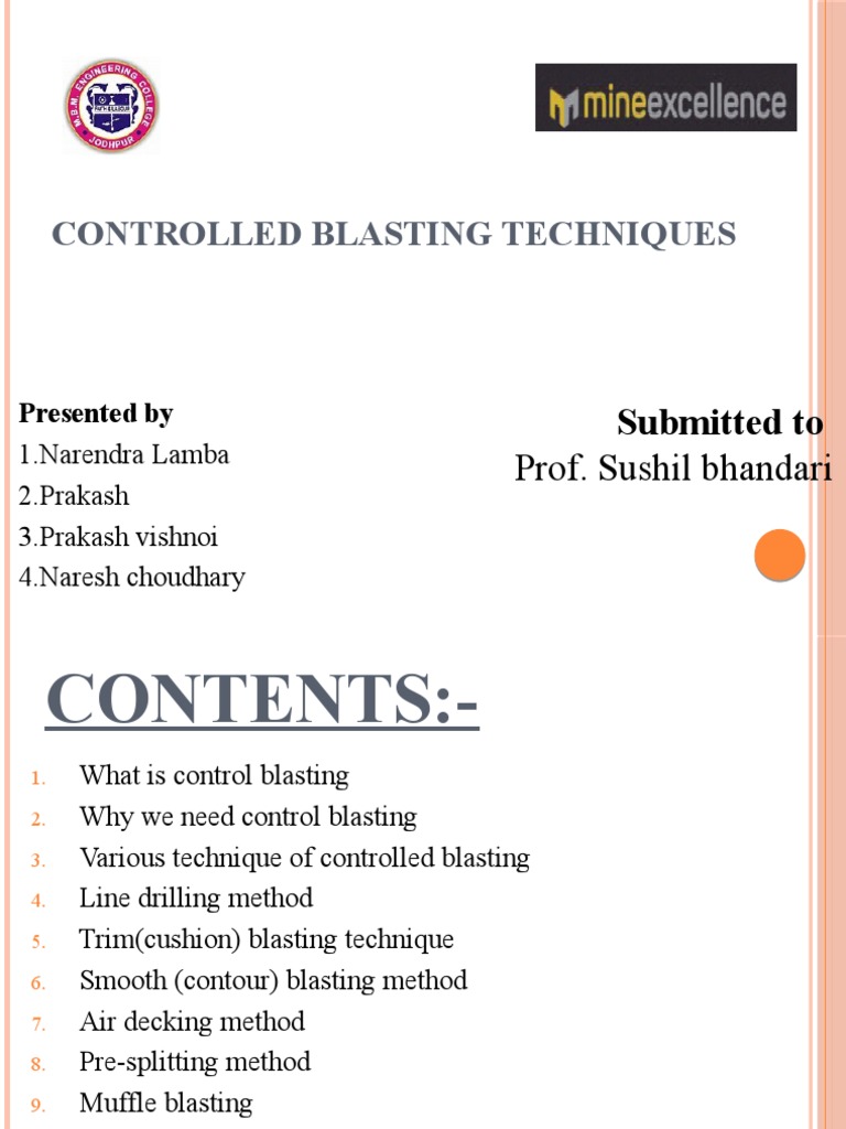 Controlled Blasting Techniques: Prof. Sushil Bhandari | PDF | Drilling ...