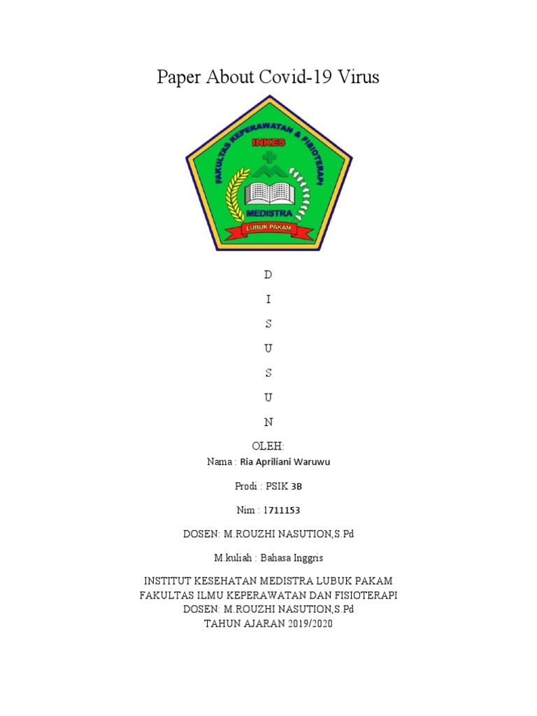 Paper About Covid 19 Virus D I S U S U N Oleh Infection Medical
