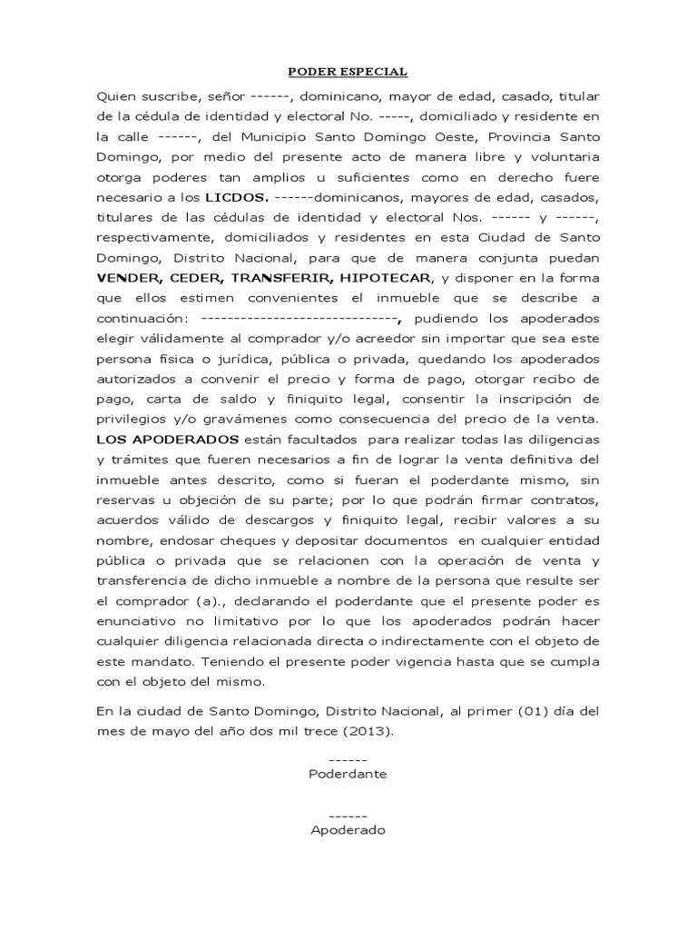 Poder Especial para Vender | PDF | Información del gobierno | Justicia