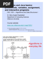 Algorithms and Java Basics: Pseudocode, Variables, Assignment, and Interactive Programs