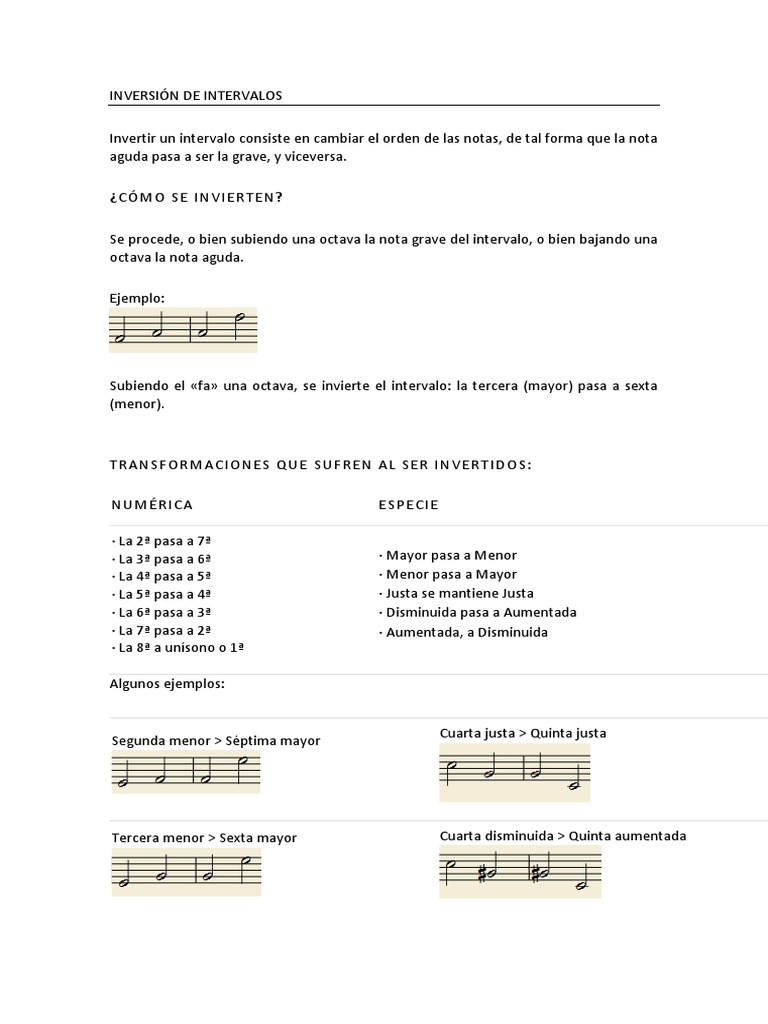 Inversión de Intervalos Musicales | PDF