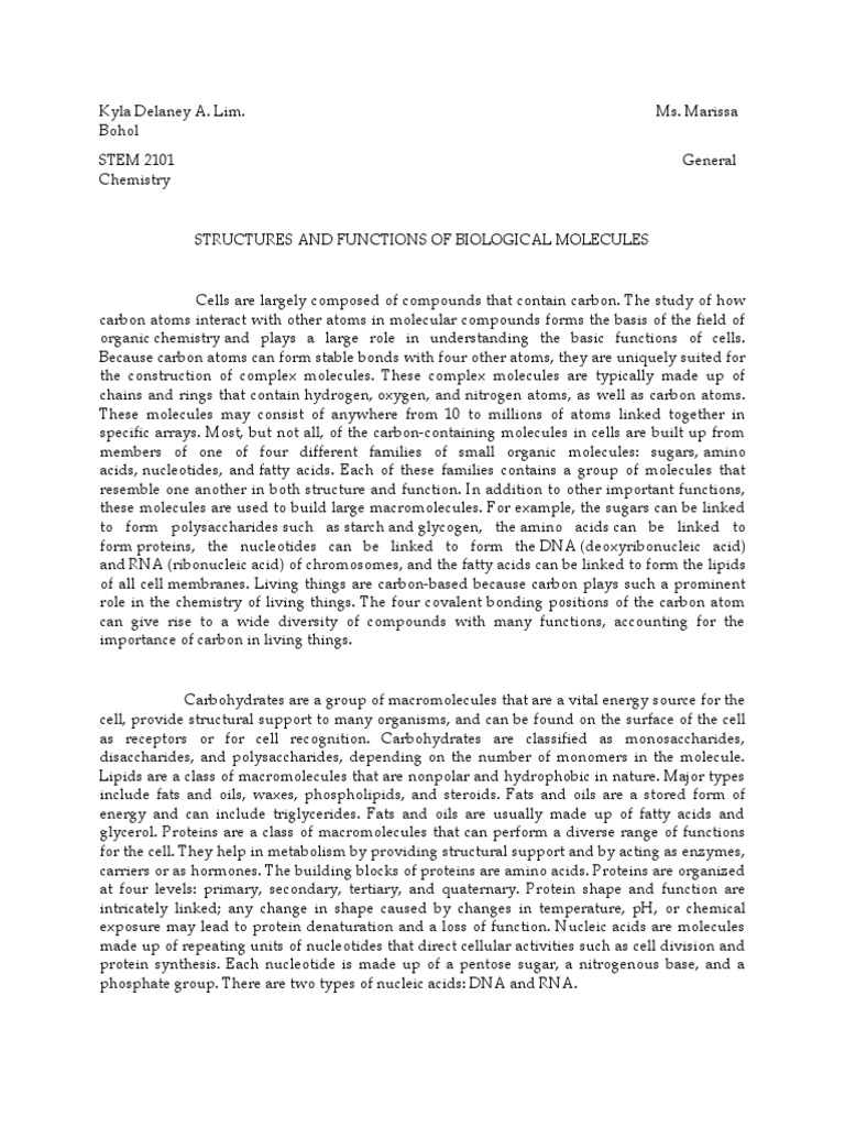 Structures and Functions of Biological Molecules PDF