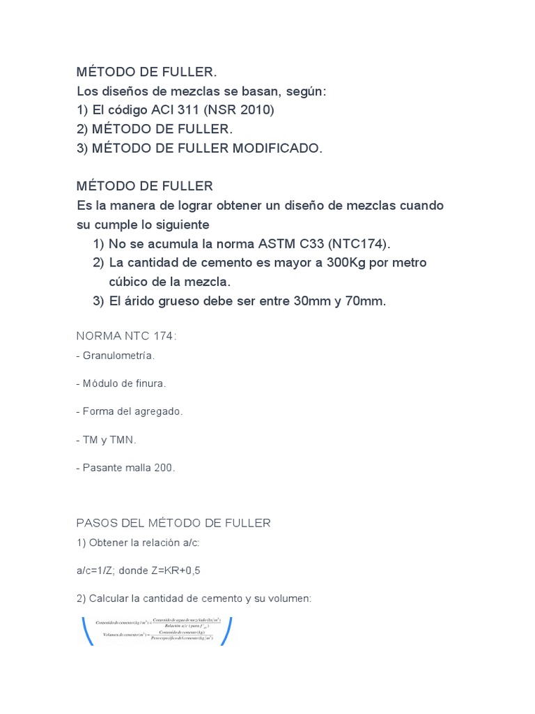 Diseño de Mezclas con Método Fuller | PDF