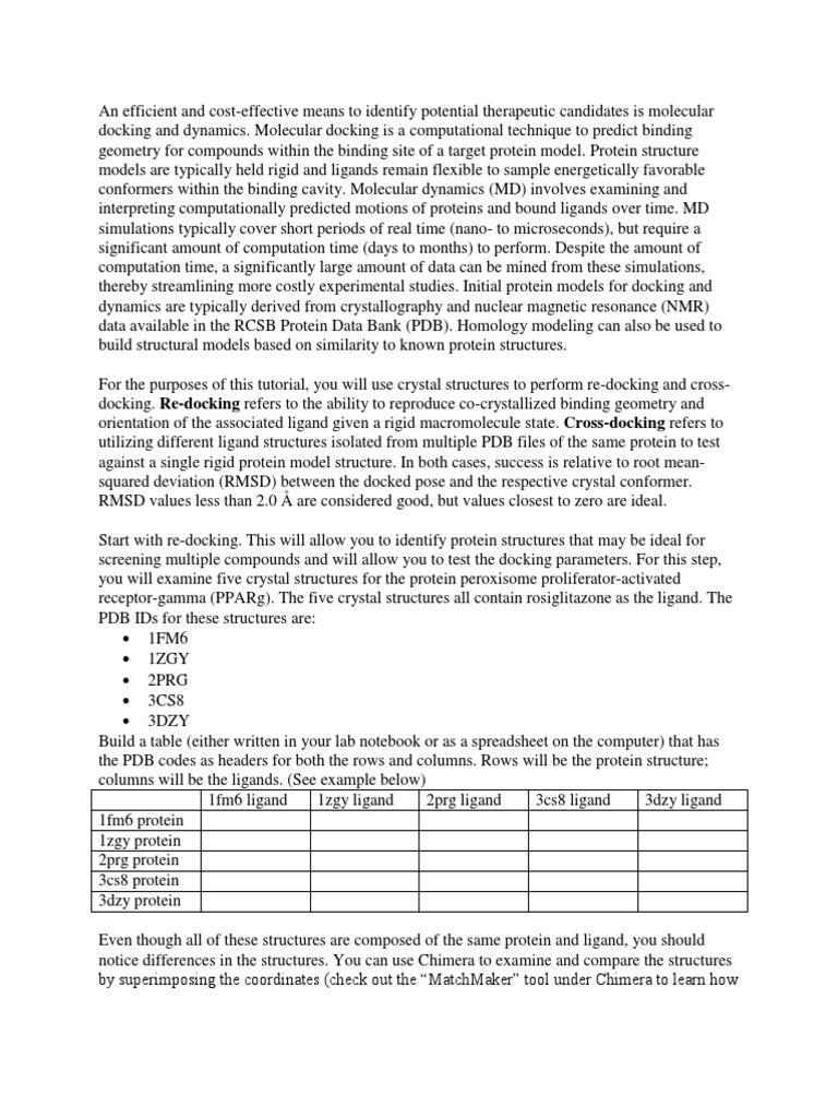 Re Cross Docking Tutorial 27aug12 | PDF | Docking (Molecular ...