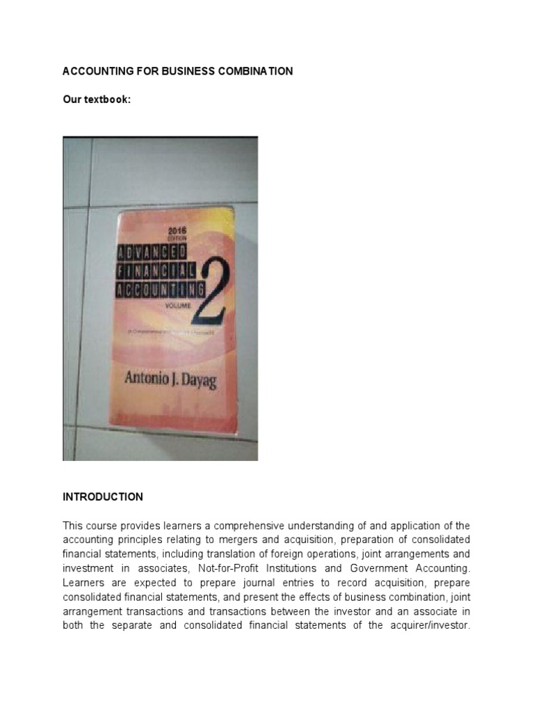 Module - Accounting For Business Combination | PDF | Debits And Credits ...