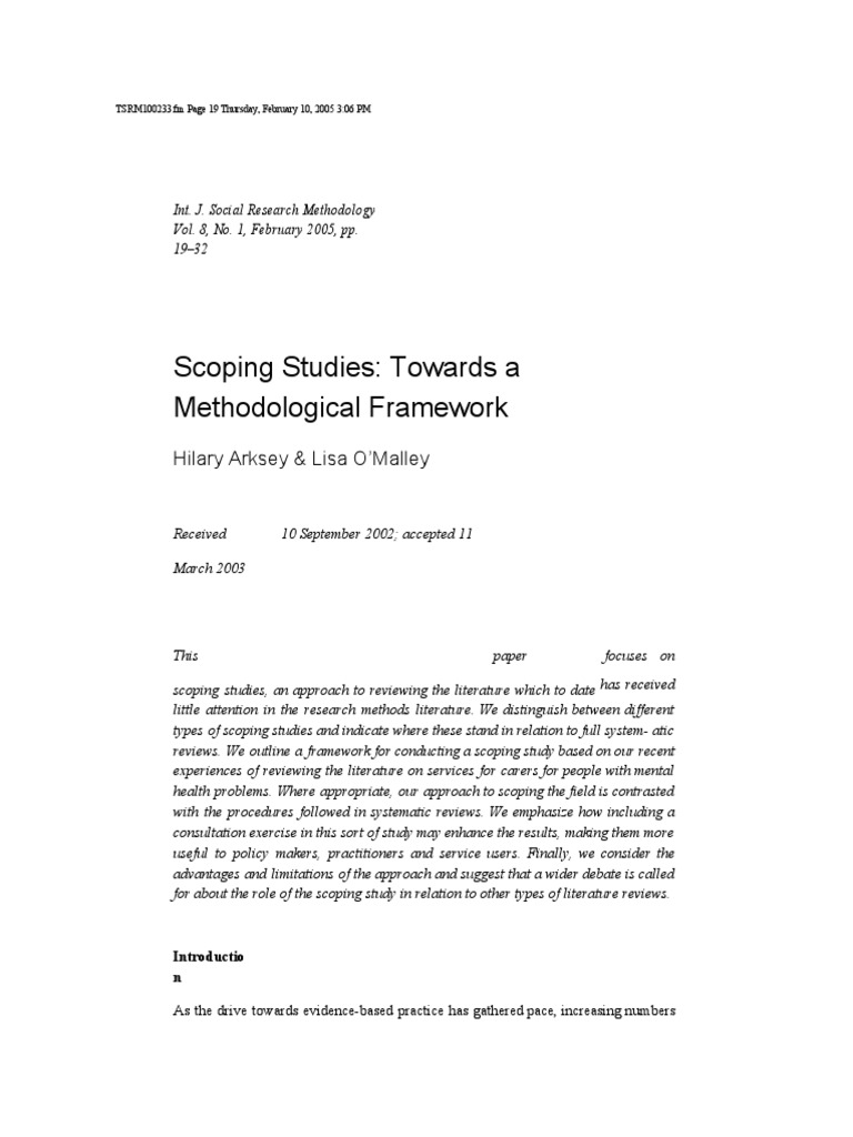 Arksey and OMalley - 2005 - Scoping Studies | PDF | Systematic Review ...