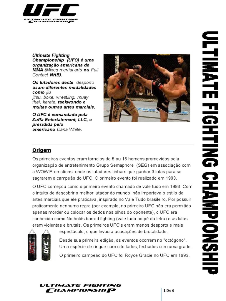 Ultimate Fighting Championship 1 | PDF | Combate | Ultimate Fighting ...